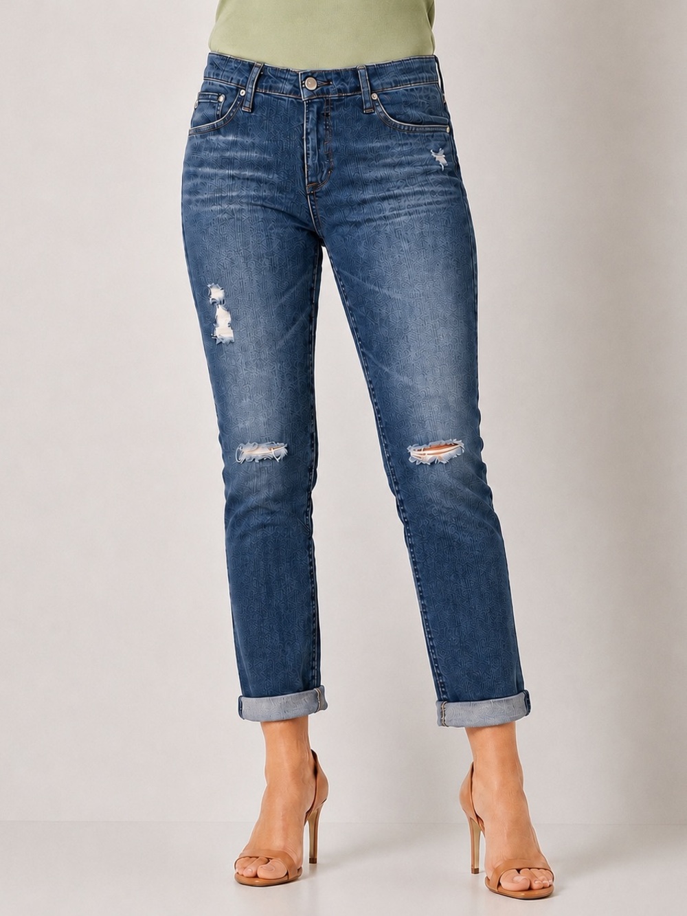 AG Adriano Goldschmied The Stilt Roll-Up Cigarette Distressed Jeans 31